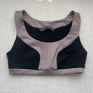 Live The Process, Brown and Black Sports Bra| Size XS